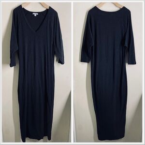 James Perse Cotton Jersey V-Neck Dress Charcoal Grey size M (2)